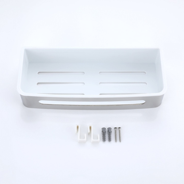 Полка Raglo R340.02 прямоугольная, 290 мм настенная/подвесная, нержавеющая сталь/ABS-пластик, для ванных принадлежностей, в ванную/туалет/душевую кабину, цвет хром