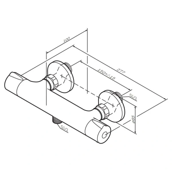 Смеситель для душа Am.Pm Like термостатический, хромированный, настенный, без излива/шланга/лейки, латунь хром, с термостатом