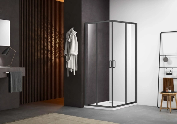 Душевой уголок Aquatek квадратный 90х90 см, двери раздвижные, стекло прозрачное закаленное, профиль оружейная сталь, напольный/на поддон, (без сифона) без крыши