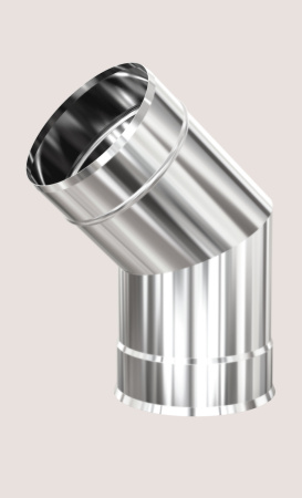 Отвод для дымохода DN150, 45° градусов Теплодар Ультра, одностенная, из нержавейки AISI 304, 0.5 мм