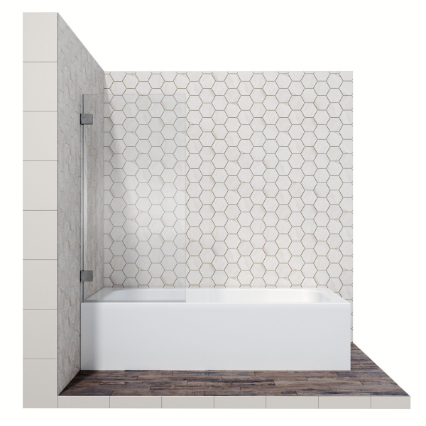 Шторка для ванны Ambassador Bath Screens 70х140 см, стекло прозрачное, профиль хром, одностворчатая, распашная дверь, плоская/ панель