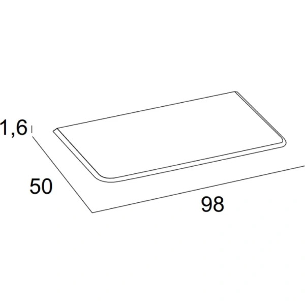 Столешница Cezares Idra для тумбы, 98x50x1,6 см МДФ, прямоугольная, цвет хлопок (Cotone), для накладной раковины/умывальника/рукомойника