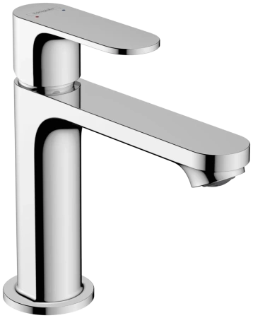 Смеситель для раковины Hansgrohe Rebris S 110, однорычажный, фиксированный излив, длина излива 13,3 см, керамический, латунь, цвет хром, со сливным гарнитуром