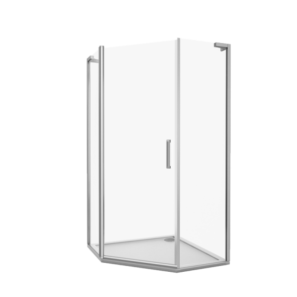 Душевое ограждение  BAS FANTASY PNT-90-C-CH 90x90x185 см, прозрачное стекло, профиль хром, левое, пятиугольное, распашной