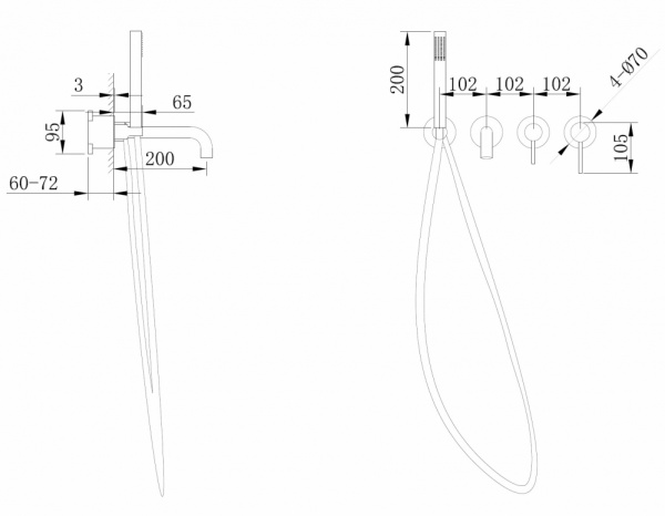 Смеситель для ванны/душа ABBER Wasser Kreis однорычажный, встраиваемый, неповоротный, латунь, длина излива 220 мм, керамический, цвет золото матовое