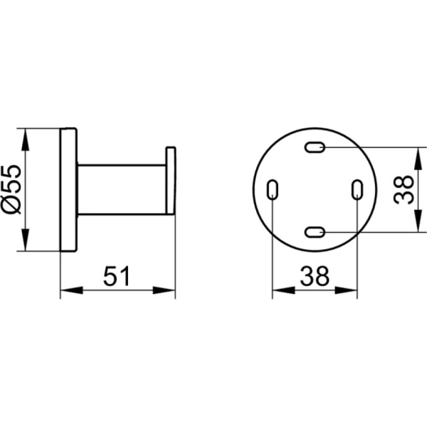 Крючок одинарный Keuco Plan, настенный, латунь, форма округлая, для полотенец/халатов в ванную/туалет/душевую кабину, цвет хром