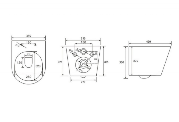 Унитаз подвесной ABBER Bequem 490х355х360 мм цвет серый матовый, горизонтальный (прямой) выпуск, система антивсплеск, смыв торнадо, безободковый, с сиденьем микролифт, дюропласт, под скрытый бачок AC1102TMG