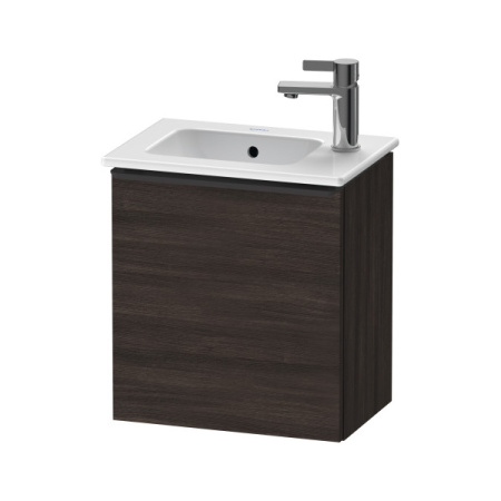 Тумба под раковину Duravit D-Neo, 41х27,4х44 см, подвесная, с распашной дверцей, ДСП, цвет: каштан темный, шкафчик навесной, прямоугольная, правая, в ванную комнату
