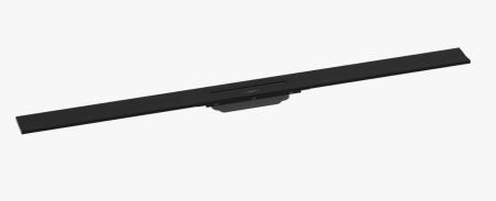 Решетка Hansgrohe RainDrain Flex 120, для пристенного монтажа, для душевого трапа, укорачиваемая, 120х7,6 см, цвет матовый черный, для душа в пол, нержавеющая сталь, прямоугольная