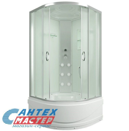 Душевая кабина 90х90х215 см Comfort Erlit поддон высокий, полукруглая, угловая, с сиденьем, заднее стекло белое, двери матовые, с верхним душем, смеситель, профиль хром матовый, прозрачное стекло, белая, закрытая Душевая кабина 90х90х215 см Comfort Erlit поддон высокий, полукруглая, угловая, с сиденьем, заднее стекло белое, двери матовые, с верхним душем, смеситель, профиль хром матовый, прозрачное стекло, белая, закрытая
