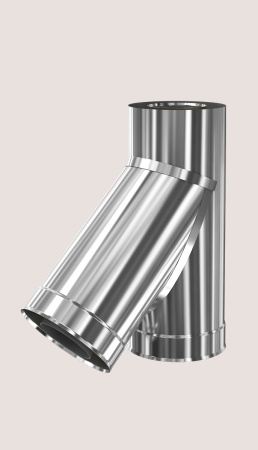 Тройник-сэндвич DN150/200, 45° градусов Теплодар Профи, для дымохода, из нержавейки (внутренняя труба: 0.8 мм AISI 439, внешняя: 0.5 мм AISI 430)