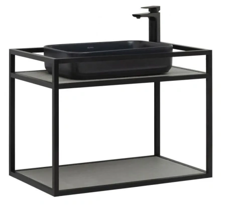 Консоль под раковину Allen Brau Liberty 75, 750х460х550 мм, подвесная, цвет черный браш, металлическая, каркас под раковину, прямоугольная