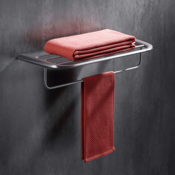 Полка ABBER Nord одинарная, 600 мм настенная, нержавеющая сталь, прямоугольная, для полотенец, в ванную/туалет/душевую кабину, цвет сатин AA1554SP