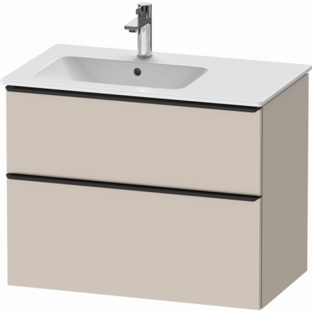 Тумба под раковину Duravit D-Neo, 81х46,2х62,5 см, подвесная, 2 выдвижных ящика, ДСП, цвет: серо-коричневый, шкафчик навесной, прямоугольная, правая/левая, для раковины ME by Starck # 234583, в ванную комнату