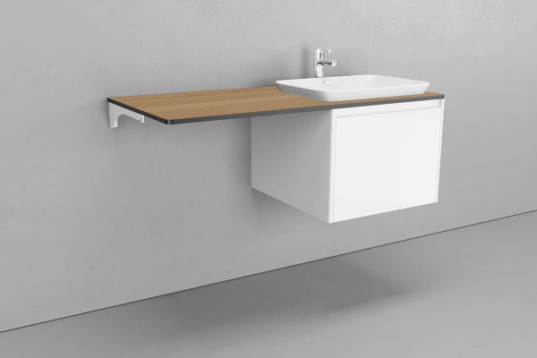 Столешница Velvex Klaufs 120*60 без выреза, тумба справа, 1200х600х16 мм, деревянная, прямоугольная, цвет шатане/черный, для накладной раковины/умывальника/рукомойника, без отверстий, МДФ