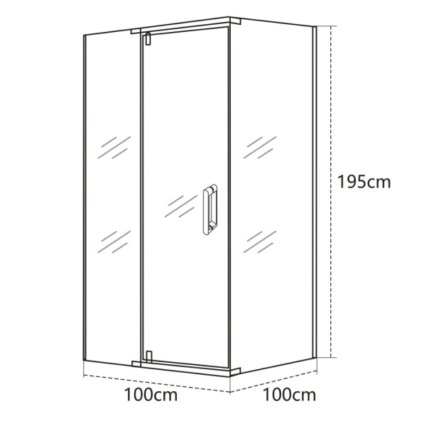 Душевой уголок Olives Viar 100х100х195 см без поддона, квадратный, стекло прозрачное 6 мм, без крыши, раздвижной, алюминиевый профиль (хром) VR-100CS-SW-C