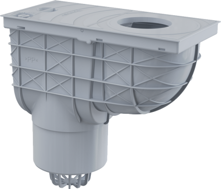 Ливнеотвод Alcaplast AGV2S 300×155/125 мм сток прямой, серый, для отвода дождевой воды