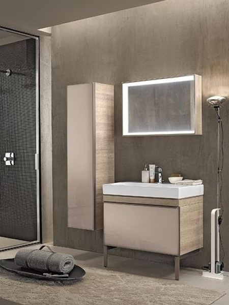 Зеркало Geberit Citterio 120х60 см со светодиодной подсветкой, корпус бежевый дуб, прямоугольное, подвесное 