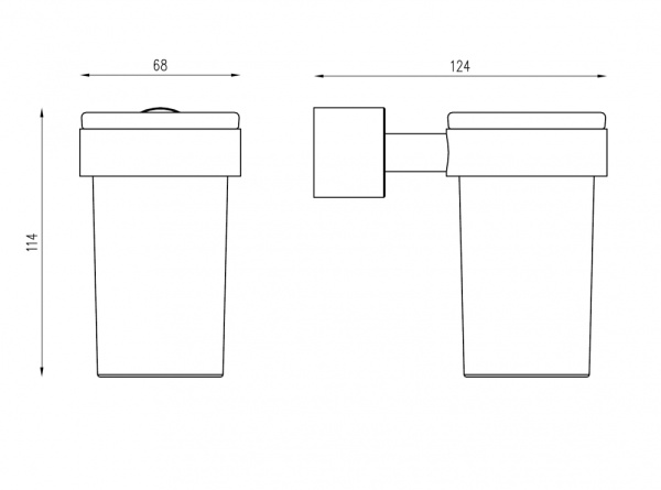 Стакан с держателем ABBER Osten 316 для зубных щеток, настенный, нержавеющая сталь/стекло, в ванную, цвет матовое стекло/золото брашированное AA1861BG