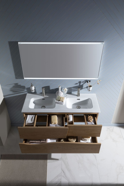 Тумба под раковину Allen Brau Glority 120, подвесная, 1205х465х519 мм 3 выдвижных ящика, цвет дуб антик, прямоугольная, в ванную комнату, стиль модерн