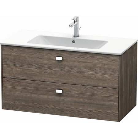 Тумба под раковину для консоли/столешницы Duravit Brioso 102х55х44,2 см, подвесная, ДСП, цвет: сосна терра/хром, 2 выдвижных ящика, прямоугольная