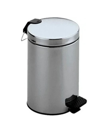 Ведро для мусора Keuco Universalartikel с педалью, с крышкой, 5 л, напольное, пластик/нержавеющая сталь, форма круглая, для туалета/ванной/кухни, цвет хром, с вынимающимся черным баком