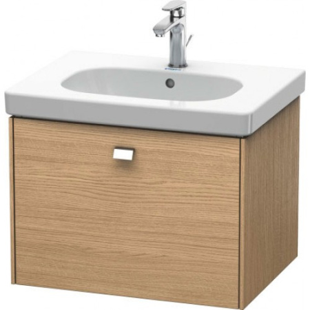 Тумба под раковину Duravit Brioso, 62х46,9х45,2 см, подвесная, 1 выдвижной ящик, ДСП, цвет: дуб европейский/хром, шкафчик навесной, механизм доводчика, прямоугольная, правая/левая, в ванную комнату