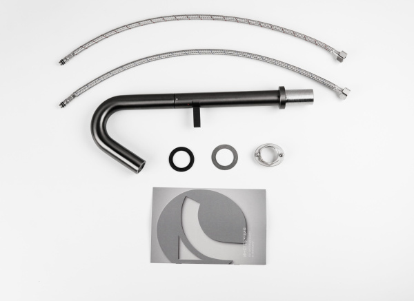 Смеситель для раковины/умывальника Knotlor Elixir, высокий, однорычажный, поворотный, керамический, длина излива 130 мм, нержавеющая сталь, цвет вороненая сталь