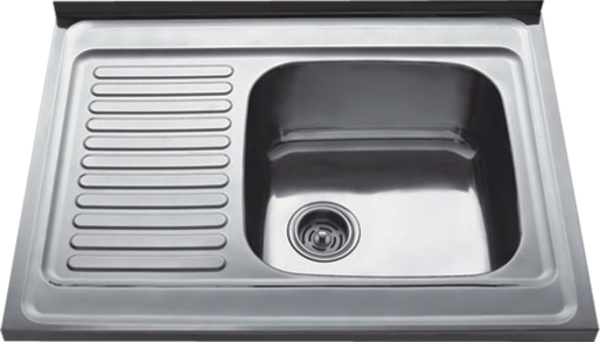 Мойка кухонная HAIBA 80х60 см, с левым крылом,  встраиваемая, из нержавеющей стали, полированная, прямоугольная, цвет хром, без отверстия под смеситель, без слива-перелива, для кухни Мойка кухонная HAIBA 80х60 см, с левым крылом,  встраиваемая, из нержавеющей стали, полированная, прямоугольная, цвет хром, без отверстия под смеситель, без слива-перелива, для кухни