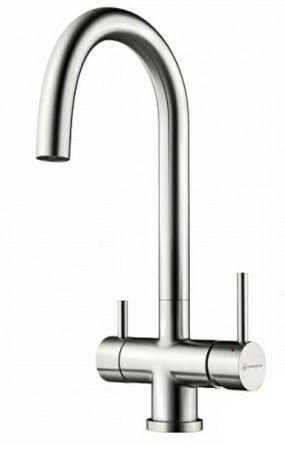 Смеситель для кухни/мойки Esko K22 с подключением к фильтру, однорычажный, поворотный, керамический картридж, R-излив длина 225 мм, высота 270 мм сатин, нержавеющая сталь