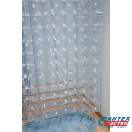 Шторка АкваЛиния для ванной комнаты ПВХ голубой бол. кв. 3D-134