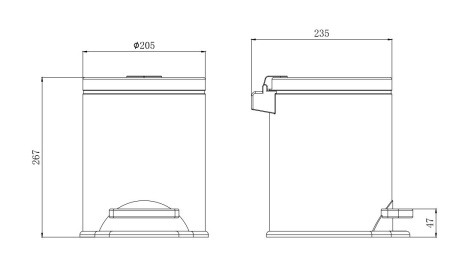 Ведро для мусора Aquatek Вега с педалью, с крышкой, 5 л, напольное, нержавеющая сталь, форма округлая, для туалета/ванной/кухни, цвет матовый черный