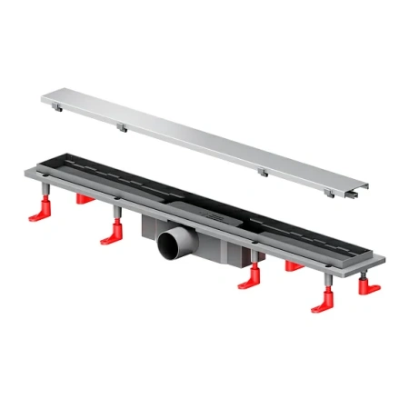 Душевой трап (лоток) AM.PM PrimeFlow 700 мм комбинированный затвор со стальной матовой решеткой, под плитку, цвет хром матовый, выходная труба 50 мм, линейный