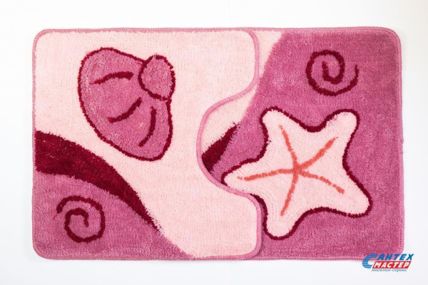 Набор 2 коврика для ванны АкваЛиния 50х80 акрил розовый ракушка 67