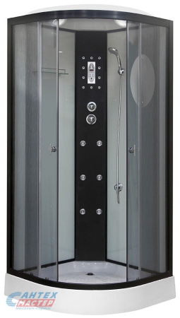 Душевая кабина 90х90х220 см Niagara Ultra поддон низкий, полукруглая, угловая, стекло тонированное, заднее стекло белое с верхним душем, с гидромассажем, электронная, смеситель, профиль алюминий черный, прозрачное стекло, белая, закрытая Душевая кабина 90х90х220 см Niagara Ultra поддон низкий, полукруглая, угловая, стекло тонированное, заднее стекло белое с верхним душем, с гидромассажем, электронная, смеситель, профиль алюминий черный, прозрачное стекло, белая, закрытая