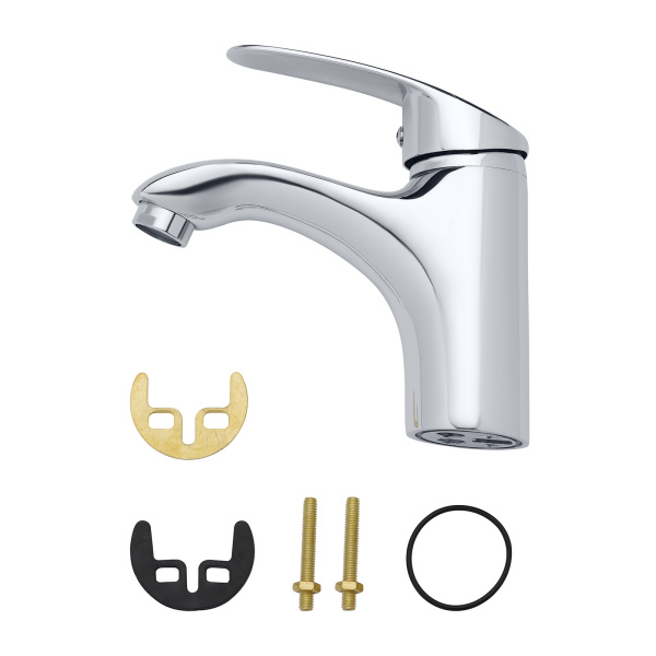 Смеситель для раковины/умывальника AQUEDUC однорычажный, неповоротный, длина излива 127 мм высота 75 мм керамический, цинк, цвет хром 346861