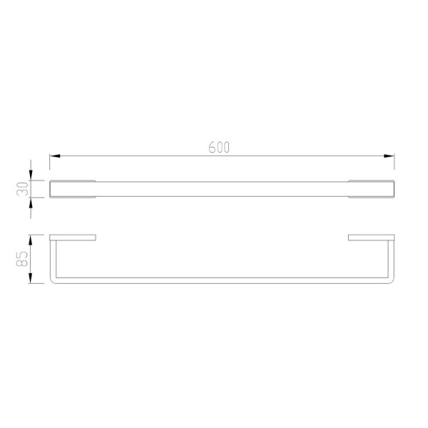 Полотенцедержатель ABBER Westen одинарный, настенный, неповоротный, 600 мм нержавеющая сталь, для полотенец, в ванную/туалет/душевую кабину, цвет никель AA1754NG