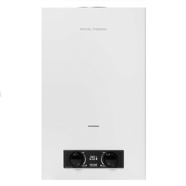 Газовая колонка Royal Thermo GWH 10 Inflame White настенный, вертикальный, 20 кВт, 10л/мин. проточный, 550х330х190 мм с нижней подводкой, цвет белый