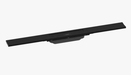 Решетка Hansgrohe RainDrain Flex 70, для пристенного монтажа, для душевого трапа, укорачиваемый, 70х6 см, цвет матовый черный, для душа в пол, нержавеющая сталь, прямоугольная