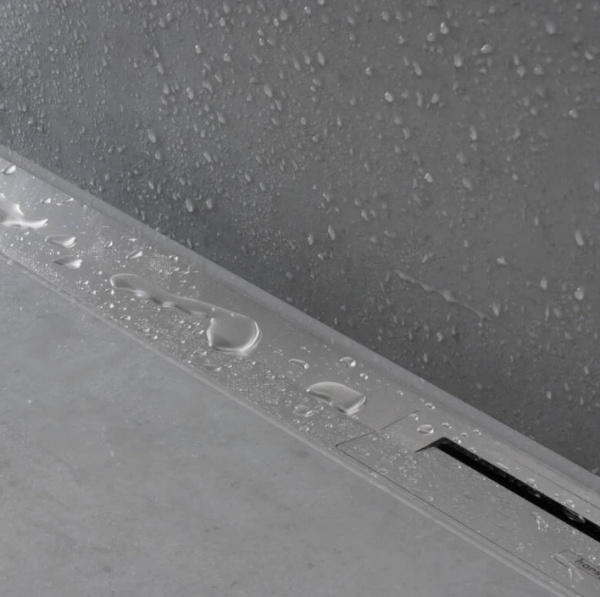 Решетка Hansgrohe RainDrain Flex 120, для пристенного монтажа, для душевого трапа, укорачиваемая, 120х7,6 см, цвет хром, для душа в пол, нержавеющая сталь, прямоугольная