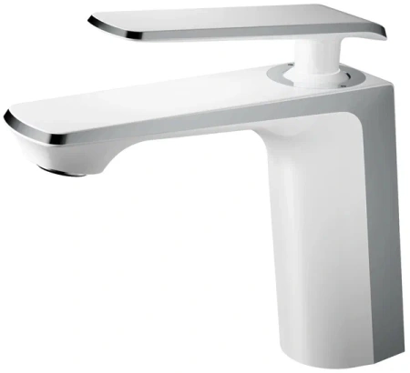 Смеситель для раковины/умывальника Haiba, однорычажный, неповоротный, латунь, длина излива 121 мм, керамический, цвет белый/хром