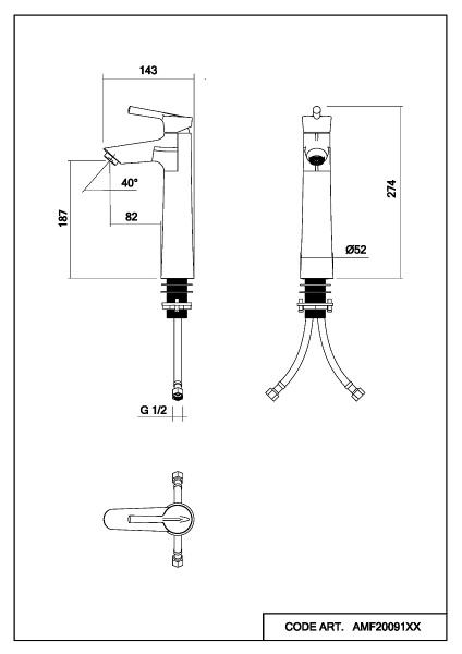 Смеситель для раковины/умывальника Abelsberg Solida однорычажный, высокий, неповоротный/фиксированный, излив длина 82 мм высота 187 мм латунь, цвет глянцевый хром