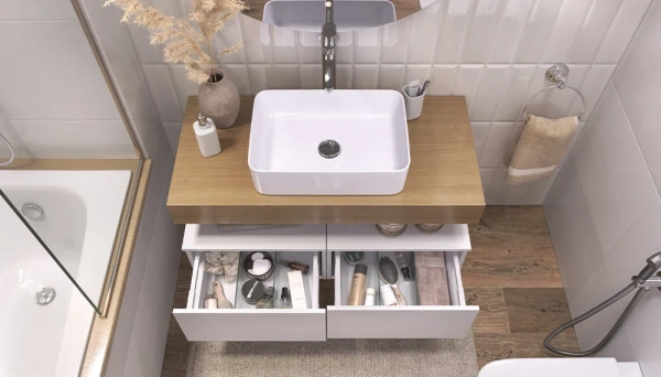 Тумба Velvex Unit 500-0-1, 500х480х270 мм, подвесная, цвет белый матовый, 1 выдвижной ящик, универсальная, в ванную комнату