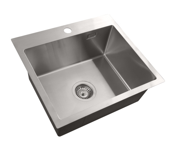 Мойка Ukinox Практика, 60х50 см, врезная, прямоугольная, цвет брашированная сталь, с отверстием под смеситель, перелив, без крыла, с выпуском
