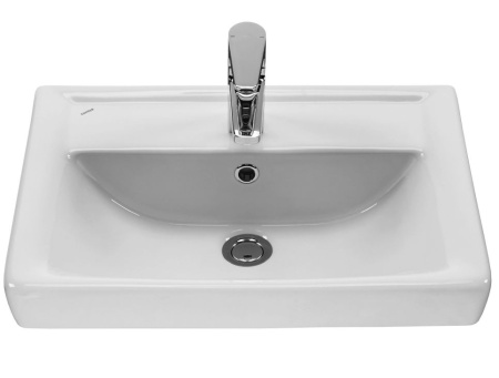 Раковина SantekТигода-55  мини 55х17х38, накладная, прямоугольная керамическая/фарфоровая, цвет белый, с отверстием под смеситель,  слив-перелив