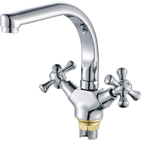 Смеситель для кухни/мойки HAIBA CRON двухвентильный, поворотный, длина 172 мм, силумин, цвет хром