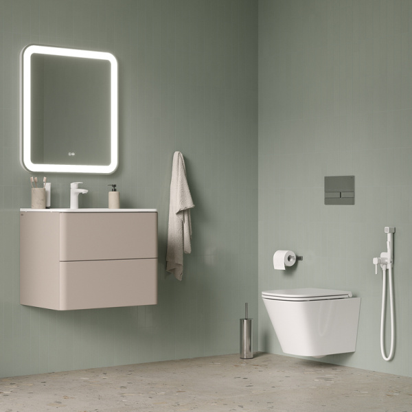 Унитаз подвесной IDDIS Bild Q горизонтальный (прямой, в стену) выпуск, безободковый c системой смыва Торнадо, с быстросьемным сиденьем микролифт, с крышкой (сиденье) дюропласт, цвет белый BIQRNSEi25