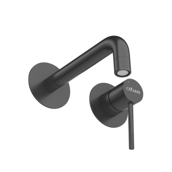 Смеситель для раковины Cezares Relax встраиваемый, однорычажный, длина излива 200 мм, неповоротный, керамический, нержавеющая сталь, цвет черный матовый, внутренний/скрытый монтаж RELAX-BLI2-1-NOP-W0