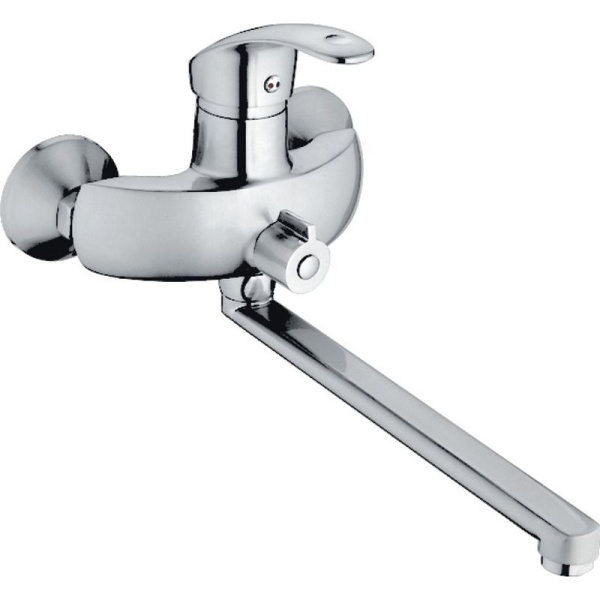 Смеситель для ванны/душа HAIBA CRON однозахватный, хромированный, настенный, излив длинный 333 мм, поворотный, силумин, цвет хром
