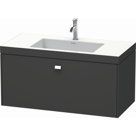 Тумба c раковиной Duravit Brioso, 120х48х50,2 см, подвесная, 1 выдвижной ящик, ДСП, цвет: графит матовый /Vero Air, мебельная, прямоугольная, цвет белый, фарфоровая, без отверстия под смеситель, без перелива